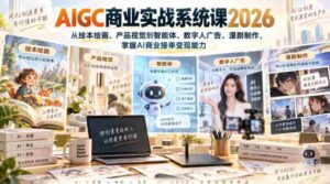 AIGC商业实战系统课2026,从绘本绘画、产品视觉到智能体、数字人广告、漫剧制作,掌握AI商业接单变现能力-中创网_分享创业项目_助您在家赚钱
