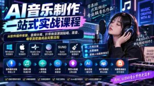 AI音乐制作一站式实战课程:从软件插件安装、音频分离、扒带换音源到贴唱、混音、母带及歌曲成品完整流程-中创网_分享创业项目_助您在家赚钱