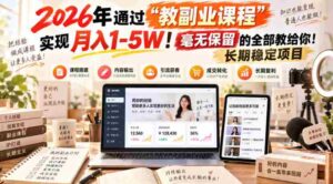 2026年通过“教副业课程”实现月入1-5W!毫无保留的全部教给你!长期稳定项目-中创网_分享创业项目_助您在家赚钱