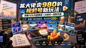 揭秘大佬980元视频号创新玩法:全方位解析内容矩阵+智能AI助力,轻松涨粉增收,广告分成变现每日可达200元-中创网_分享创业项目_助您在家赚钱
