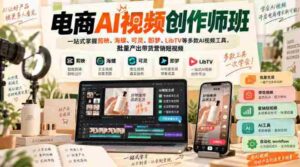 电商AI视频创作师班,一站式掌握剪映、海螺、可灵、即梦、LibTV等多款AI视频工具,批量产出带货营销短视频-中创网_分享创业项目_助您在家赚钱