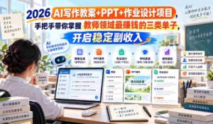 2026 AI写作教案+PPT+作业设计项目,手把手带你掌握教师领域最賺钱的三类单子,开启稳定副收入-中创网_分享创业项目_助您在家赚钱