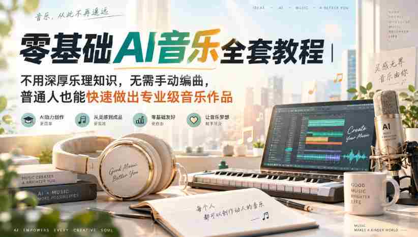 零基础AI音乐全套教程|不用深厚乐理知识,无需手动编曲,普通人也能快速做出专业级音乐作品
