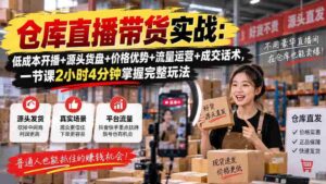 仓库直播带货实战:低成本开播+源头货盘+价格优势+流量运营+成交话术,一节课2小时4分钟掌握完整玩法-中创网_分享创业项目_助您在家赚钱