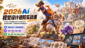 2026AI视觉设计进阶实战课-更新:学习MJ+PS香蕉+GPT Image 2.0,完成角色建筑、场景插画与IP全案设计-中创网_分享创业项目_助您在家赚钱