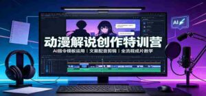 动漫解说创作特训营:AI指令模板运用,文案配音剪辑,全流程成片教学-中创网_分享创业项目_助您在家赚钱
