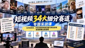 揭秘短视频34个热门领域实战攻略:深入剖析行业定位、内容策划、流量获取与商业转化,全方位解析运营策略-中创网_分享创业项目_助您在家赚钱