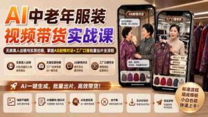 （20198期）AI中老年服装视频带货实战课：无需真人出镜与实景拍摄，掌握AB剧情对话+工厂口播批量出片全流程-中创网_分享创业项目_助您在家赚钱