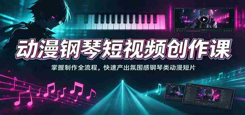 动漫钢琴短视频创作课：掌握制作全流程，快速产出氛围感钢琴类动漫短片-中创网_分享创业项目_助您在家赚钱