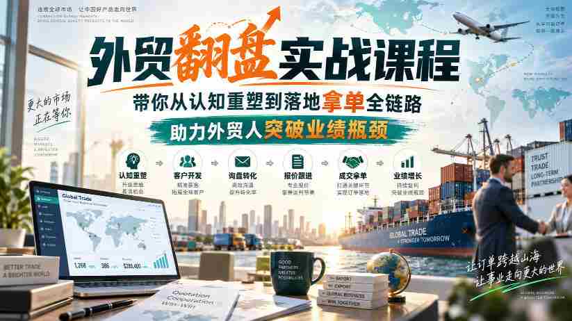 外贸翻盘实战课程,带你从认知重塑到落地拿单全链路,助力外贸人突破业绩瓶颈