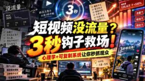 流量解困】短视频播放量低迷?掌握3秒吸睛技巧!运用心理策略与复制系统,轻松锁定观众目光【独家双语呈现-中创网_分享创业项目_助您在家赚钱