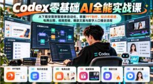 入门无门槛,Codex AI全能课程:从安装入门到智能自动化,全面解锁知识库构建、电商设计、视频编辑、爆款文案及数字人配音全技能-中创网_分享创业项目_助您在家赚钱