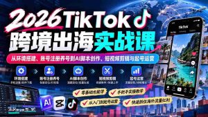 2026年TikTok国际市场攻略班:全方位教学,从搭建环境到AI脚本、短视频制作与账号运营技巧-中创网_分享创业项目_助您在家赚钱