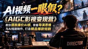 揭秘AI视频真假难辨?《AIGC影视变现课程》助你超越低端AI风格,解锁导演视角与AI短剧制作技巧,制作爆款优质短剧-中创网_分享创业项目_助您在家赚钱