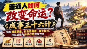 揭秘普通人逆袭之道:《成事三十六计》详解财富策略、创业路径、盈利模式、团队打造及执行力实战技巧-中创网_分享创业项目_助您在家赚钱