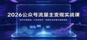 2026公众号流量主变现实战课:起号开通收益,AI内容创作,贴图玩法多细分赛道教程-中创网_分享创业项目_助您在家赚钱