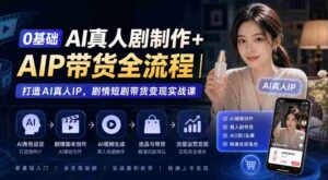 从零开始AI真人剧制作+AI带货全程揭秘：构建AI真人IP，剧情短剧带货实战攻略-中创网_分享创业项目_助您在家赚钱