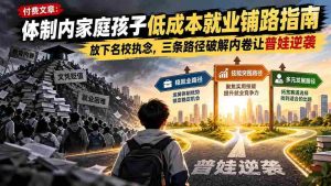 破解内卷新思路：体制内子女低成本就业攻略，告别名校迷思，三重策略助平凡儿突破重围-中创网_分享创业项目_助您在家赚钱