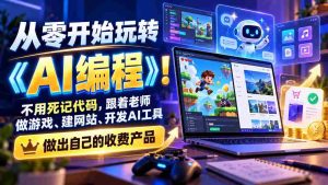 零基础也能轻松驾驭《AI编程》之旅：趣味教学，实战制作，从网站搭建到AI工具开发，打造独属你的盈利产品-中创网_分享创业项目_助您在家赚钱