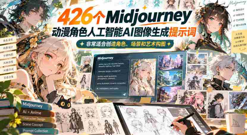 426个Midjourney动漫角色人工智能AI图像生成提示词，非常适合创造角色、场景和艺术构图-中创网_分享创业项目_助您在家赚钱