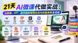 21天AI微课制作全攻略：涵盖教案、PPT、脚本及视频剪辑，轻松掌握闲鱼接单技巧-中创网_分享创业项目_助您在家赚钱