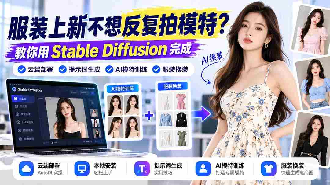 告别繁琐模特拍摄！Stable Diffusion助你轻松实现云端部署、智能提示词与AI换装体验-中创网_分享创业项目_助您在家赚钱