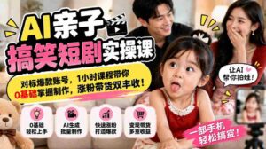 解锁AI亲子喜剧创作秘诀,紧跟热门账号潮流,仅需一小时,从零起步学会短视频制作,粉丝增长与带货双赢攻略!-中创网_分享创业项目_助您在家赚钱