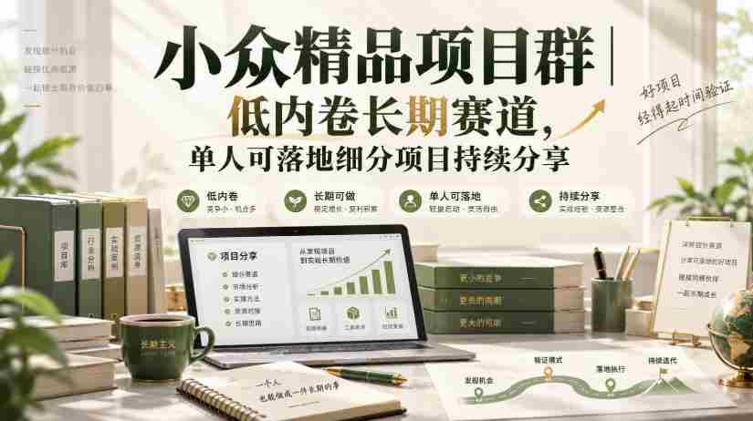 小众精品项目群|低内卷长期赛道,单人可落地细分项目持续分享