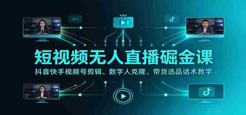 揭秘短视频无人直播赚钱秘籍：抖音快手视频号剪辑技巧、数字人克隆技术、带货选品话术全方位教学-中创网_分享创业项目_助您在家赚钱