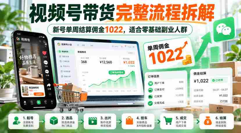 揭秘视频号带货全攻略：新手一周轻松赚千，副业新选择！-中创网_分享创业项目_助您在家赚钱