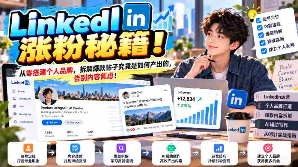 LinkedIn涨粉秘籍!从零搭建个人品牌,拆解爆款帖子究竟是如何产出的,告别内容焦虑!【原创双语字幕】
