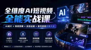 全面解锁AI短视频制作秘籍：涵盖AI剪辑、特效应用、镜头技巧与账号运营实战攻略-中创网_分享创业项目_助您在家赚钱
