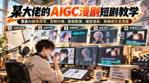 某大佬的AIGC漫剧短剧教学，覆盖AI剧本改写、定制分镜、智能配音、模型渲染、剪辑成片全流程-中创网_分享创业项目_助您在家赚钱