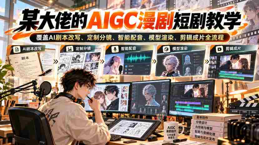 某大佬的AIGC漫剧短剧教学，覆盖AI剧本改写、定制分镜、智能配音、模型渲染、剪辑成片全流程-中创网_分享创业项目_助您在家赚钱