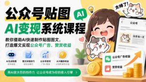 公众号贴图AI变现系统课程|教你借助AI快速制作贴图图文,打造爆文实现公众号广告、赞赏收益-中创网_分享创业项目_助您在家赚钱