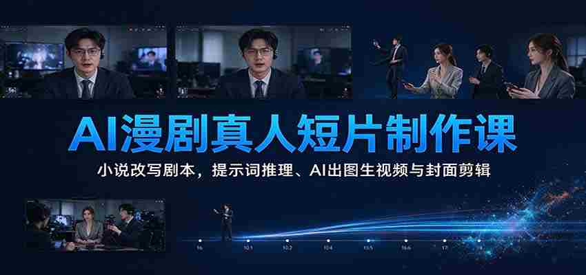 AI漫剧真人短片制作课：小说改写剧本，提示词推理、AI出图生视频与封面剪辑-中创网_分享创业项目_助您在家赚钱