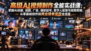 全方位AI视频制作大师班:解锁动画、微剧、宣传片制作技巧,零起点打造爆款,精通数字人配音与剪辑,实现商业创作与盈利全攻略-中创网_分享创业项目_助您在家赚钱