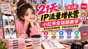 【无水印】21天IP流量增长营-第3期,小红书全链路教学,账号定位剪辑实操,多模式变现系统课-中创网_分享创业项目_助您在家赚钱