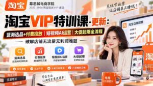 揭秘淘宝VIP独家课程:1016版全攻略!掌握蓝海选品与精准投放,短视频AI运营大揭秘,助力大促全流程,轻松解决店铺流量与盈利困境-中创网_分享创业项目_助您在家赚钱
