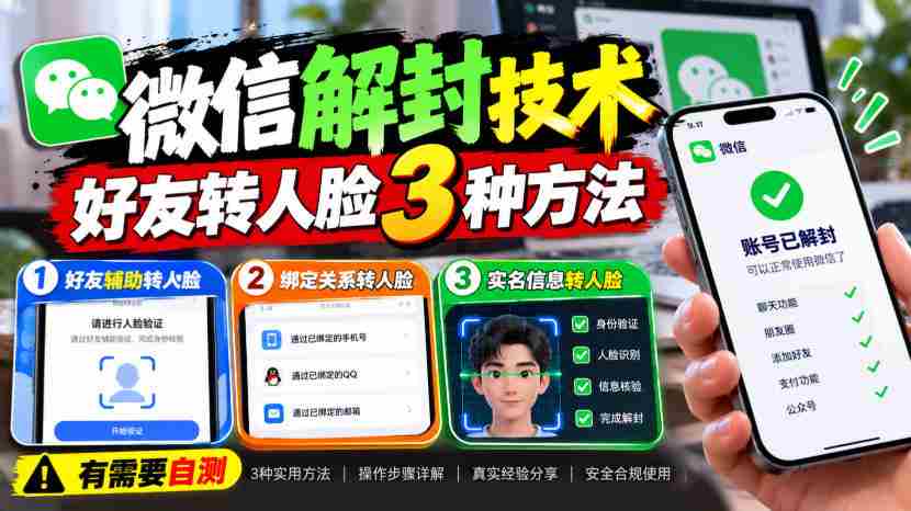 微信解封技术,好友转人脸3种方法,外来技术,有需要自测