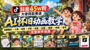 揭秘抖音45万粉丝网红的AI怀旧动画全流程:从脚本到发布,全方位实战教学!-中创网_分享创业项目_助您在家赚钱
