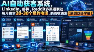 一键抓客】智能AI客户获取平台,横跨LinkedIn、邮件、Reddit,月均轻松收获20-30个预约电话,坐享线索源源不断【独家双语解说-中创网_分享创业项目_助您在家赚钱