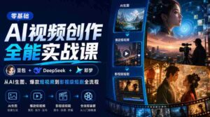 零基础AI视频创作全能实战课|豆包+DeepSeek+即梦,从AI生图、爆款短视频到影视级短剧全流程-中创网_分享创业项目_助您在家赚钱