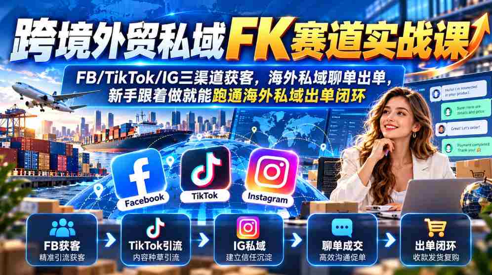 实战攻略：征战跨境电商私域市场，掌握FB、TikTok、IG多平台吸粉技巧，轻松实现海外私域订单转化全链路-中创网_分享创业项目_助您在家赚钱