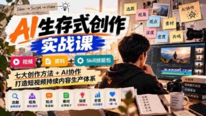 短视频内容生产攻略:AI赋能实战教学,七大创作秘籍+技能套餐,视频+资料+协作技巧,构建高效持续创作生态-中创网_分享创业项目_助您在家赚钱