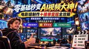 从菜鸟到视频制作达人:AI助力,电影质感作品轻松达成,接单赚钱不求人!一学即会,零技术门槛!【独家双语讲解-中创网_分享创业项目_助您在家赚钱