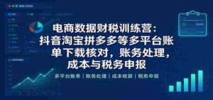 抖音、淘宝、拼多多等电商平台财税实战班:全方位学习账单下载核对、账务处理及成本税务申报技巧-中创网_分享创业项目_助您在家赚钱