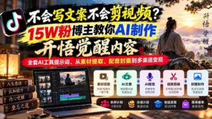 零基础也能轻松上手!AI文案与视频制作大揭秘:15万粉丝博主亲授技巧,教你一网打尽全流程!-中创网_分享创业项目_助您在家赚钱
