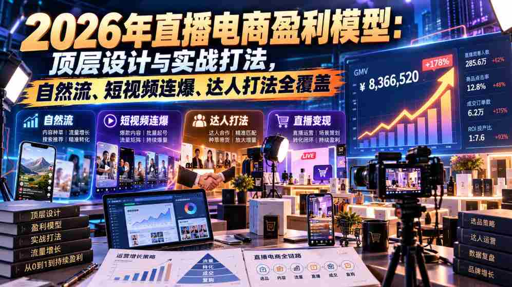 2026直播电商盈利新策略：揭秘高端布局与实战攻略，全渠道流量、短视频爆发、网红策略一网打尽-中创网_分享创业项目_助您在家赚钱