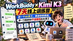 WorkBuddy×Kimi K3 7天线上训练营,把一个AI员工,装进你的微信,搭一个真能帮你干活賺钱的AI员工-中创网_分享创业项目_助您在家赚钱